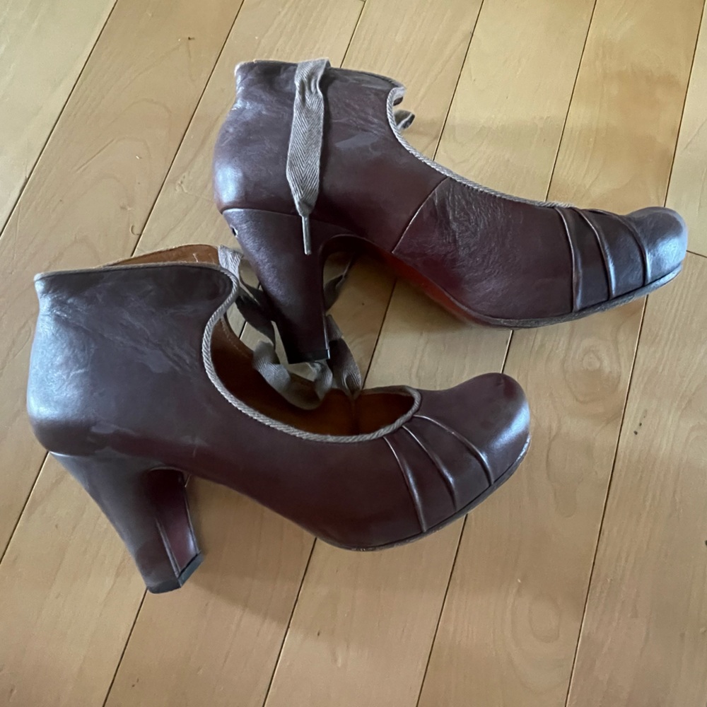 Chie Mihara lace up heels. Well loved. Super comfy. Priced to condition.